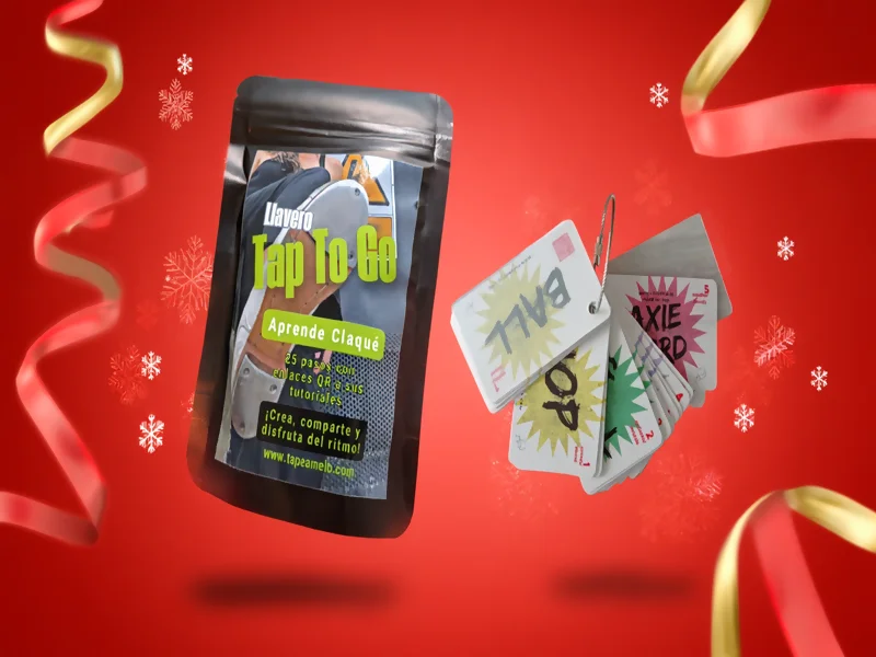 Familia usando TAP TO GO como regalo de Navidad para aprender claqué en casa